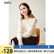 百圖betu女裝冬新款毛衣圓領(lǐng)落肩長(zhǎng)袖棱形格紋寬松毛衣女2311T81 杏色 XS