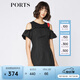 PORTS寶姿 新品女裝甜美荷葉邊裝飾提花連衣裙SA9D025GFQ036 黑色 M (6)