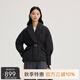 艾萊依西裝式羽絨服女短款鵝絨重工提花收腰加厚保暖外套 炭黑S