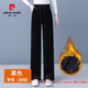 皮爾卡丹（pierre cardin）品牌高檔輕奢奧特萊斯專(zhuān)柜尾貨女裝2025春季雪尼爾加絨闊腿褲 品牌高端新品-黑色--秋冬 加絨 3XL 加大【適合135-165斤】