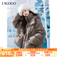lagogo【防鉆絨】灰色羽絨服女拉谷谷2024年冬季新款巴恩風(fēng)外套 灰色 M