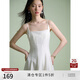 自巧小個(gè)子紅色氣質(zhì)吊帶裙2024夏季新款白色短袖連衣裙 月白色吊帶裙 XS (2碼)