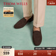 THOM WILLS軟底樂福鞋男夏季新款休閑皮鞋男真皮一腳蹬男鞋 深咖色A1111 42 /8碼