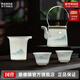 景德鎮茶具陶瓷描金整套家用送禮茶壺套組中式玲瓏茶壺8頭茶杯高檔禮盒 千里江山-日玲瓏提梁壺套裝