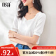 歐莎（OSA）短袖女時(shí)尚高級感2025新款泡泡袖減齡t恤短款修身顯瘦高檔上衣 白色 L