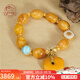 布達(dá)拉宮蜜蠟手串平安扣吊墜925銀六字真言轉(zhuǎn)運(yùn)珠手鏈琥珀串珠男女士禮物 六字真言蜜蠟手串