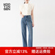 古田森牛仔褲女夏季女裝高腰休閑褲百搭寬松直筒長(cháng)褲女1S3096 藍色 24