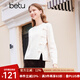 百圖betu女裝秋冬新款毛衣圓領扭繩開叉設計新中式毛衣女2310D06 米白 L