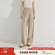 茵曼（INMAN）自然涼皺感闊腿褲2025夏季女裝新款休閑高腰慵懶寬松涼涼褲 卡其色 M