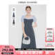 VEGA CHANGVEGA CHANG法式連衣裙女2025年夏季新款假兩件顯瘦學(xué)院風(fēng)短袖長(cháng)裙 隕石灰（方領(lǐng)） S