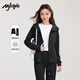 MJ STYLE休閑兩件套裝女2025年秋季新款修身收腰連帽衛(wèi)衣開衫微喇直筒褲子