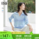 歐莎（OSA）漸變色翻領(lǐng)針織衫女2025年秋新款薄款套頭長(cháng)袖毛衣上衣氣質(zhì)高智感 藍色 L