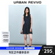UR2025春季新款女裝撞色蕾絲蝴蝶結(jié)無袖牛仔連衣裙UYY850049 靛藍(lán) M
