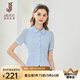 經(jīng)典故事（JANE STORY）2025夏季新款通勤收腰短袖襯衫女高端質(zhì)感雪紡襯衣設(shè)計(jì)感小眾上衣 M03 淺藍(lán)色 2XL
