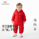英氏（YEEHOO）嬰幼兒連體衣冬季男女寶寶連帽長(cháng)袖加厚保暖羽絨哈衣