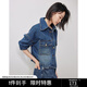 初語(yǔ)流浪風(fēng)牛仔短外套女2024秋季新款短款復古做舊百搭夾克上衣 中藍色 M