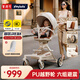 普洛可（PLAYKIDS）A8MAX越野版遛娃神器推車0-3歲用折疊可坐可躺帶減震嬰兒推車輕便