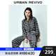 UR2025秋季新款女裝撞色格紋燙鉆裝飾長袖罩衫襯衫UWJ250043 黑色格子 (偏寬松) M
