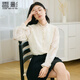 香影法式白色襯衫女2025冬季新款剪花木耳邊長(cháng)袖職場(chǎng)通勤襯衣上衣 鷺白 S 155/80A/85-95斤