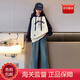WVD美國品牌女孩套裝2025春秋季新款時(shí)尚童裝女孩春裝兒童春裝兩件套米色衛衣120 CM
