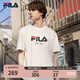FILA 斐樂(lè)官方男裝情侶款針織短袖衫2025春季新款休閑簡(jiǎn)約舒適純棉T恤 云菇白-WT 3XL