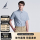 諾帝卡（NAUTICA）男裝春夏新款全棉格紋柔軟舒適休閑短袖襯衫男WE4103 湛藍(lán)4JN L
