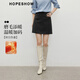 紅袖（hopeshow）通勤顯瘦半身裙2025冬季新款女裝幾何袋蓋拼接側拉鏈A字磨毛短裙 深灰080 M