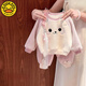 G.duck小黃鴨女寶寶秋冬2025新款超萌可愛(ài)加絨嬰兒卡通衛衣兩件套 粉色 90
