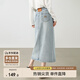尚都比拉都市通勤中長裙女夏季優(yōu)雅氣質直筒牛仔半身裙 淺水藍  XL 