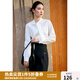 獨(dú)束大碼女裝不規(guī)則立領(lǐng)襯衫秋裝新款設(shè)計感正肩寬松襯衣顯瘦上衣 象牙白 XL (尺碼：3)