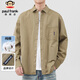 大嘴猴（paul frank）長(cháng)袖襯衫男春秋季韓版潮牌休閑襯衣男士工裝外套男裝 卡其色 XL