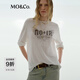 MO&Co.【NOIR系列】長袖T恤2025秋新品長絨棉斑駁印花MBE3TEE023 本白色 XS /155