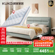 顧家家居（KUKA）京東獨家家具臥室百搭耐磨簡(jiǎn)約奶油風(fēng)頭層黃牛皮雙人大床DS8116B 8116暖煙灰1.5m+亞運潮汐墊