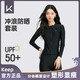 Keep分體泳衣女長(cháng)袖長(cháng)褲套裝防曬保守泳裝沖浪潛水衣 黑色 M