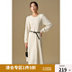 獨(dú)束大碼女裝法式極簡(jiǎn)輕奢氣質(zhì)收腰連衣裙2024冬季新品休閑長(zhǎng)裙女 淺米色 L (尺碼：2)