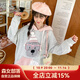 森女部落原創(chuàng  )潦草小狗撞色閨蜜裝連帽衛衣萌新款秋冬女裝 灰色（單件） S