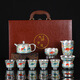 講茗堂鎏999純銀茶具整套裝百福陶瓷送禮品物長(cháng)輩領(lǐng)導高檔退休教師節 10頭魚(yú)藻紋（茶壺）-次日達