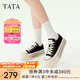 他她（TATA）經(jīng)典厚底帆布鞋女鞋子休閑板鞋小白鞋春新款WP801AM5 黑色 35