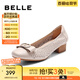 百麗（Belle）蝴蝶結(jié)花卉鏤空平跟單鞋女商場(chǎng)同款通勤單鞋B1J1DAQ4 米白 37 (235mm)