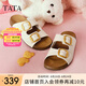 他她（TATA）復(fù)古勃肯拖鞋女鞋厚底沙灘外穿涼鞋2025夏季新款 米白 37
