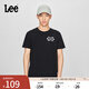 Lee25新品標準版圓領(lǐng)字母印花Logo日常男士短袖T恤日常休閑潮流 黑色 L