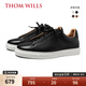 THOM WILLS小白鞋男夏季軟底休閑板鞋增高平底鞋一腳蹬男士皮鞋 黑色G871 41 /7.5碼