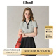 ELAND【94%棉】衣戀T恤女修身v領深門襟舒適短袖上衣2025夏季新款 藏青色(59)Navy M /165