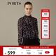 PORTS寶姿 新品女裝復古小立領(lǐng)長(cháng)袖襯衫LN9B010JPS019 黑色印花 XS (2)