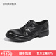 dreambox鈞博皮鞋男商務(wù)正裝意大利馬臀皮復(fù)古手工沿條縫線男鞋 黑色 42