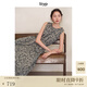 旅途原品ltyp 明星同款100支100%苧麻藝術印花背心裙休閑度假風連衣裙秋 杏黑色-抽象印花 L