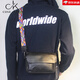 casa-kupsCK男士包包潮牌日系潮流彩帶斜挎小包街頭風(fēng)女復古單肩小跨包 黑色