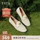 他她（TATA）平底樂(lè )福鞋小金豆2025秋季新款女白色小皮鞋單鞋女 米白 37