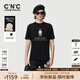 C'N'C七夕禮物【奢侈品衣服】CNC新款潮玩印花半高領(lǐng)短袖T恤男休閑上衣 黑色 52 /L/(180/96A)