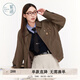 紫涵（ZIHAN）紫涵復(fù)古咖色翻領(lǐng)皮衣外套女秋季新款短款高級(jí)感機(jī)車(chē)夾克上衣 咖色 L